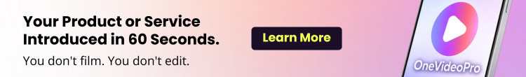 OneVideoPro — Your product or service introduced in 60 seconds. You don't film. You don't edit.